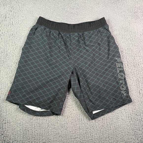 Rhone Peloton Mako Shorts Mens M Black Geometric Lined 9" Drawstring Stretch - Picture 1 of 9